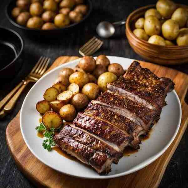 Домашнее жаркое с ребрышками и картофелем